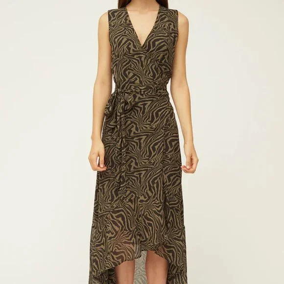knee length dresses for ladies Ganni Pleated Georgette Midi Dress